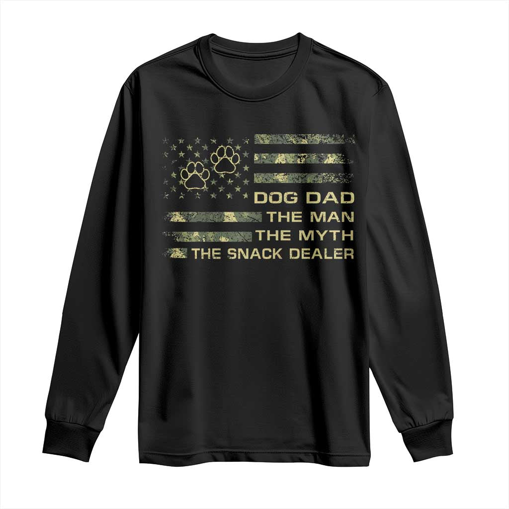 Dog Dad Long Sleeve Shirt Fathers Day Gift for Dog Lovers Camo American Flag USA - Wonder Print Shop