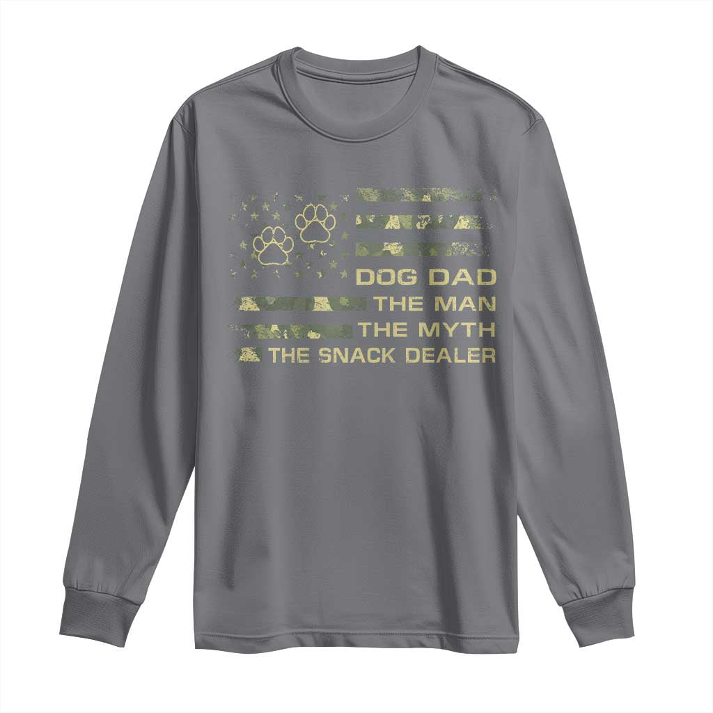 Dog Dad Long Sleeve Shirt Fathers Day Gift for Dog Lovers Camo American Flag USA - Wonder Print Shop