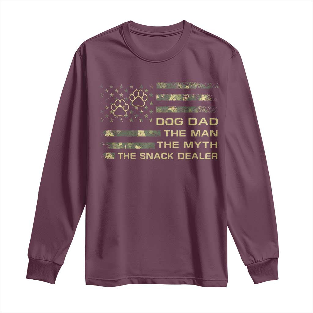 Dog Dad Long Sleeve Shirt Fathers Day Gift for Dog Lovers Camo American Flag USA - Wonder Print Shop