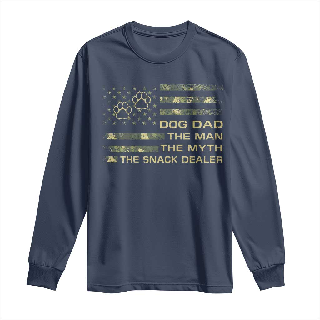 Dog Dad Long Sleeve Shirt Fathers Day Gift for Dog Lovers Camo American Flag USA - Wonder Print Shop