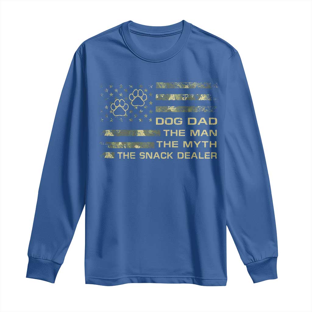 Dog Dad Long Sleeve Shirt Fathers Day Gift for Dog Lovers Camo American Flag USA - Wonder Print Shop