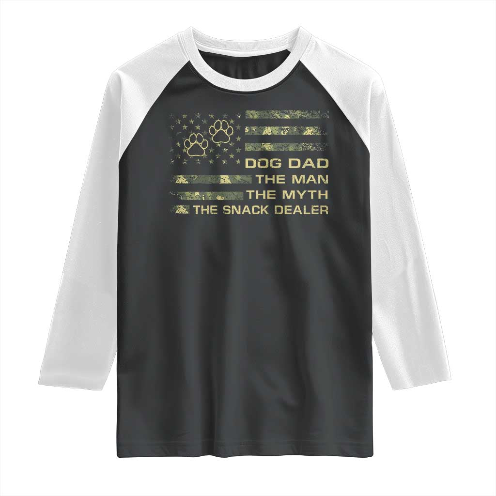 Dog Dad Raglan Shirt Fathers Day Gift for Dog Lovers Camo American Flag USA - Wonder Print Shop