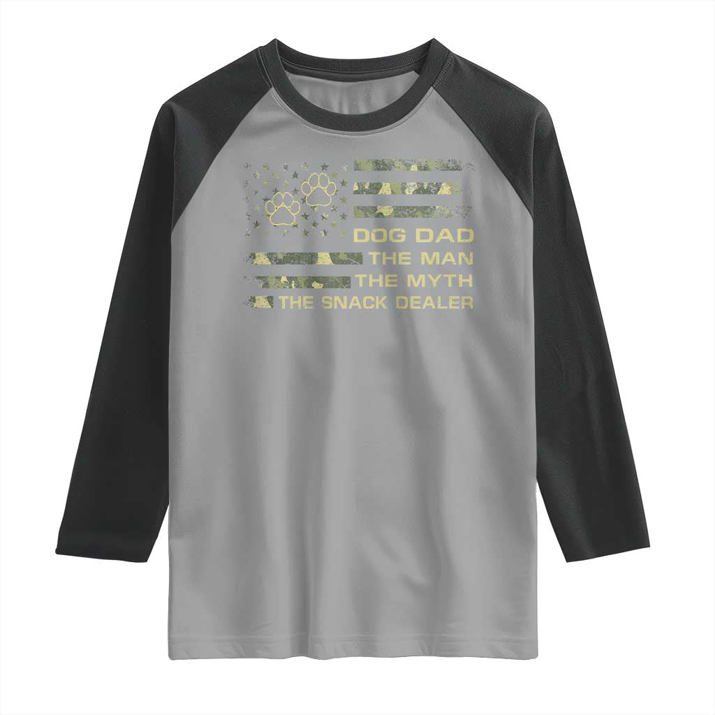 Dog Dad Raglan Shirt Fathers Day Gift for Dog Lovers Camo American Flag USA - Wonder Print Shop