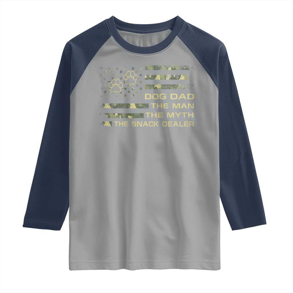 Dog Dad Raglan Shirt Fathers Day Gift for Dog Lovers Camo American Flag USA - Wonder Print Shop