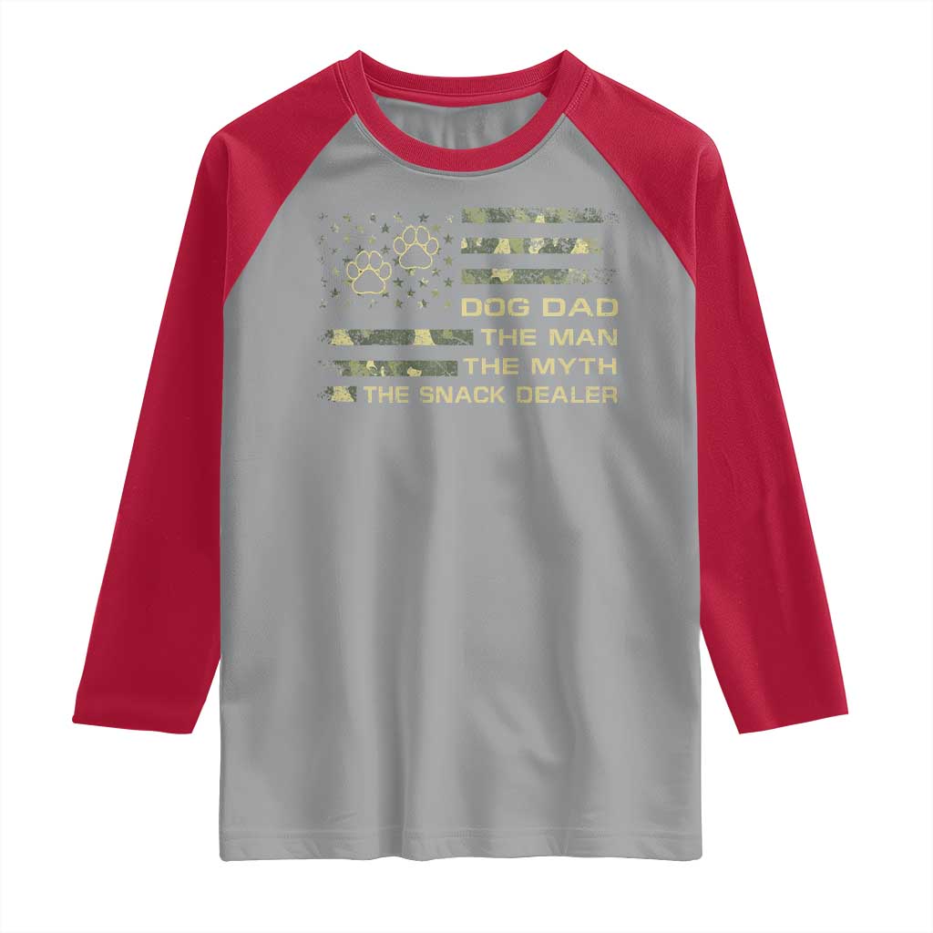 Dog Dad Raglan Shirt Fathers Day Gift for Dog Lovers Camo American Flag USA - Wonder Print Shop