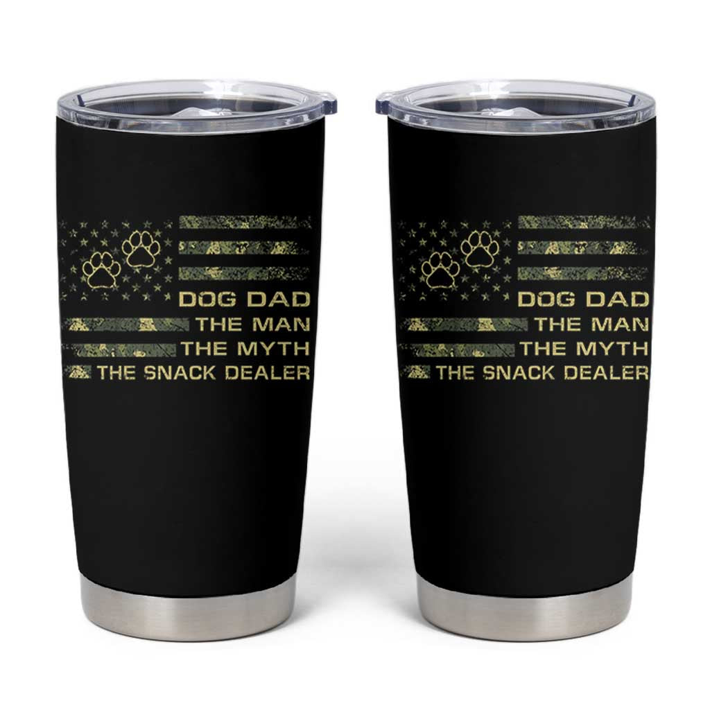 Dog Dad Tumbler Cup Fathers Day Gift for Dog Lovers Camo American Flag USA - Wonder Print Shop