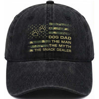 Dog Dad Washed Cotton Baseball Cap Fathers Day Gift for Dog Lovers Camo American Flag USA