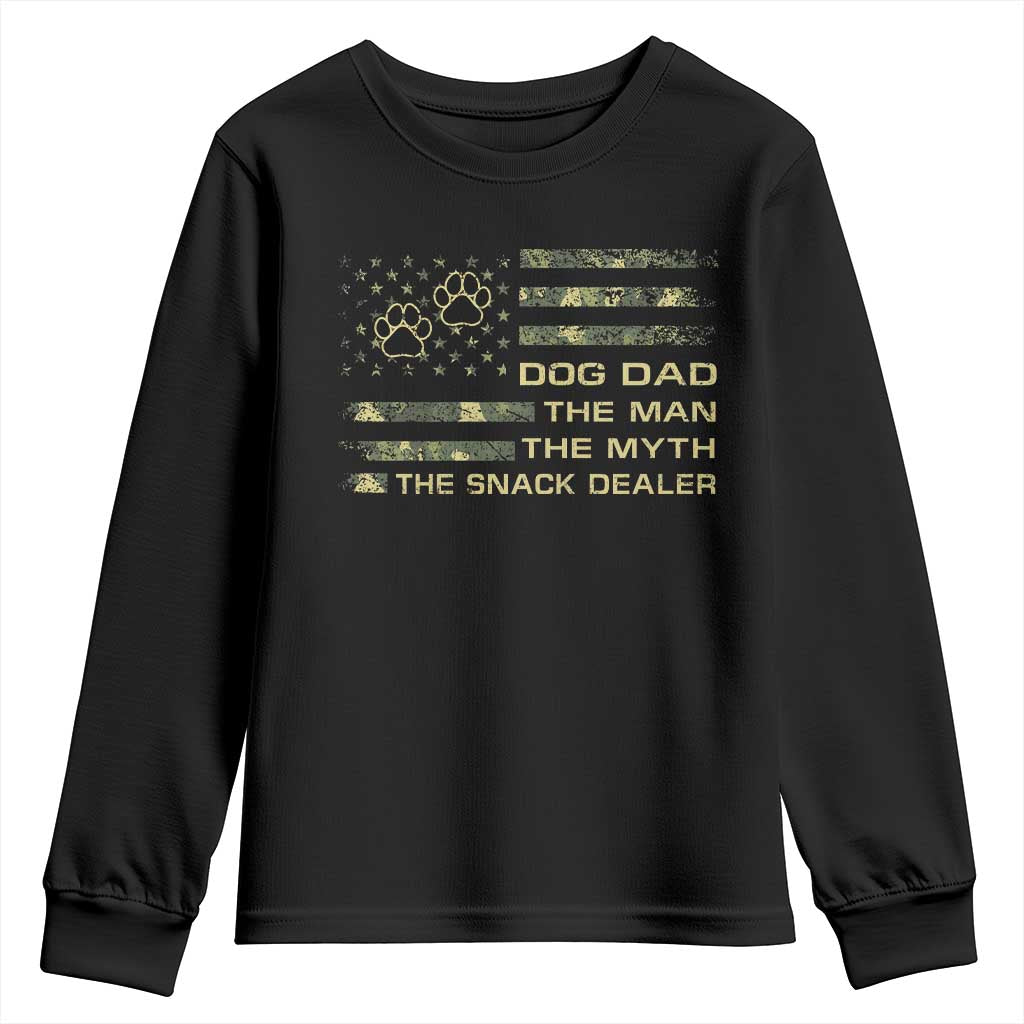 Dog Dad Youth Sweatshirt Fathers Day Gift for Dog Lovers Camo American Flag USA - Wonder Print Shop