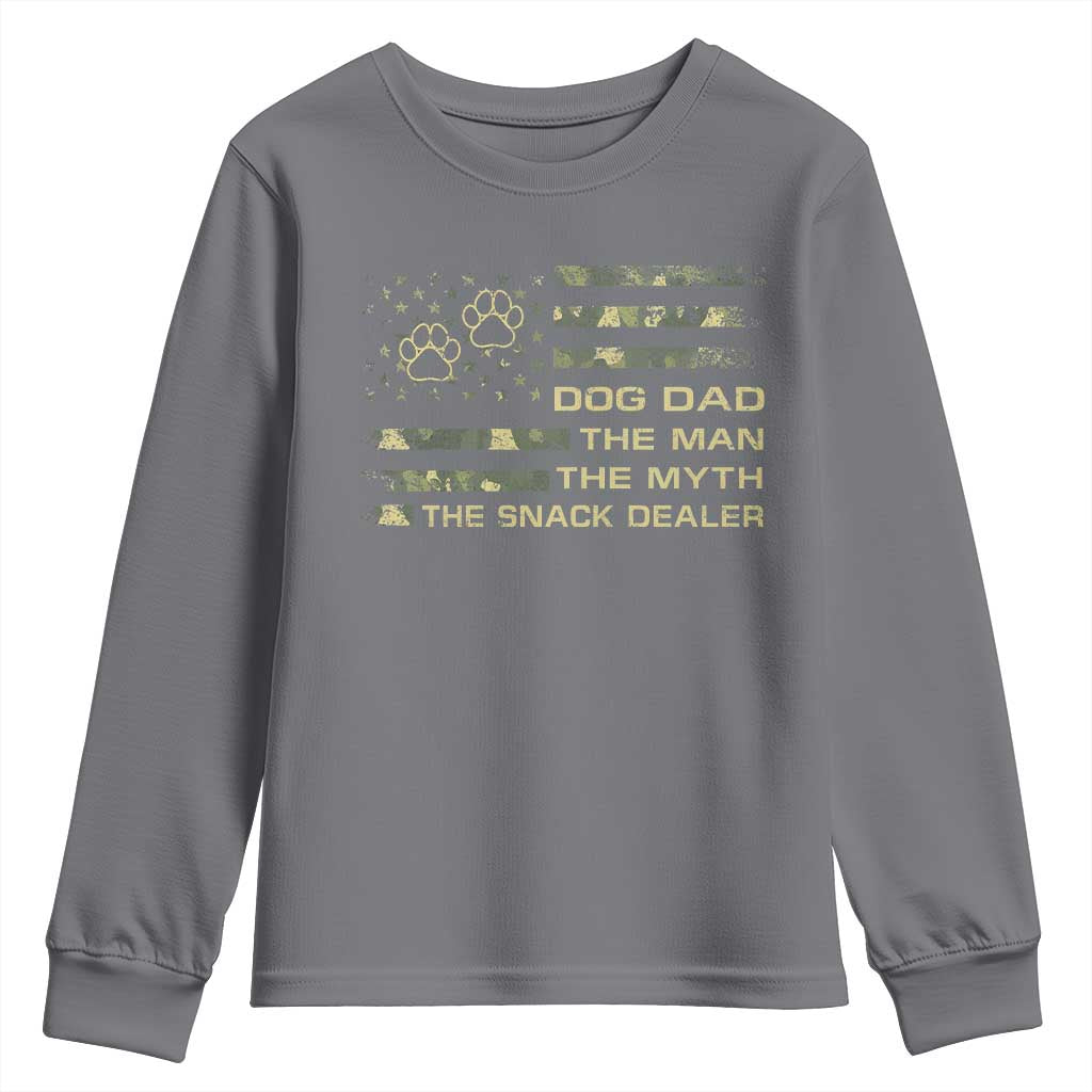 Dog Dad Youth Sweatshirt Fathers Day Gift for Dog Lovers Camo American Flag USA - Wonder Print Shop