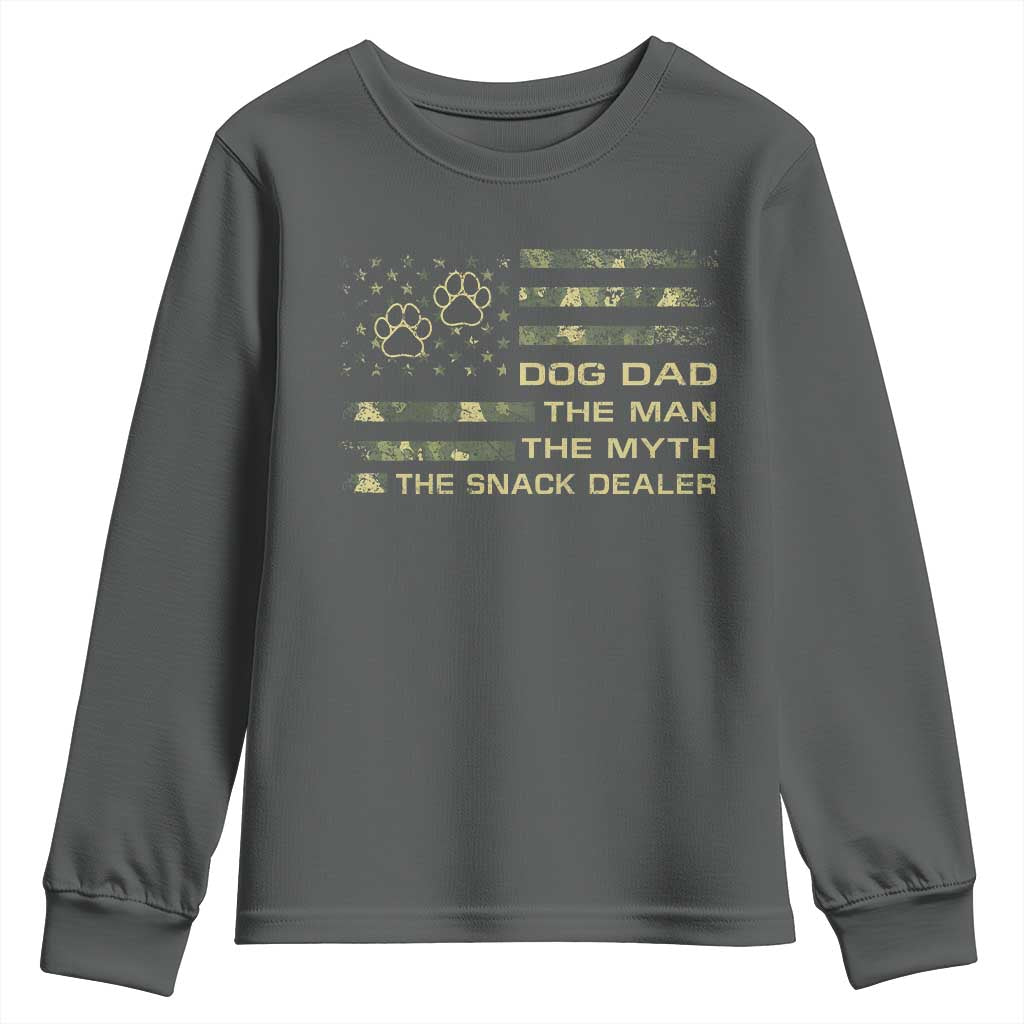 Dog Dad Youth Sweatshirt Fathers Day Gift for Dog Lovers Camo American Flag USA - Wonder Print Shop