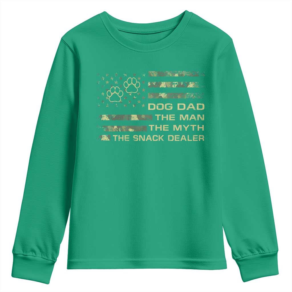 Dog Dad Youth Sweatshirt Fathers Day Gift for Dog Lovers Camo American Flag USA - Wonder Print Shop