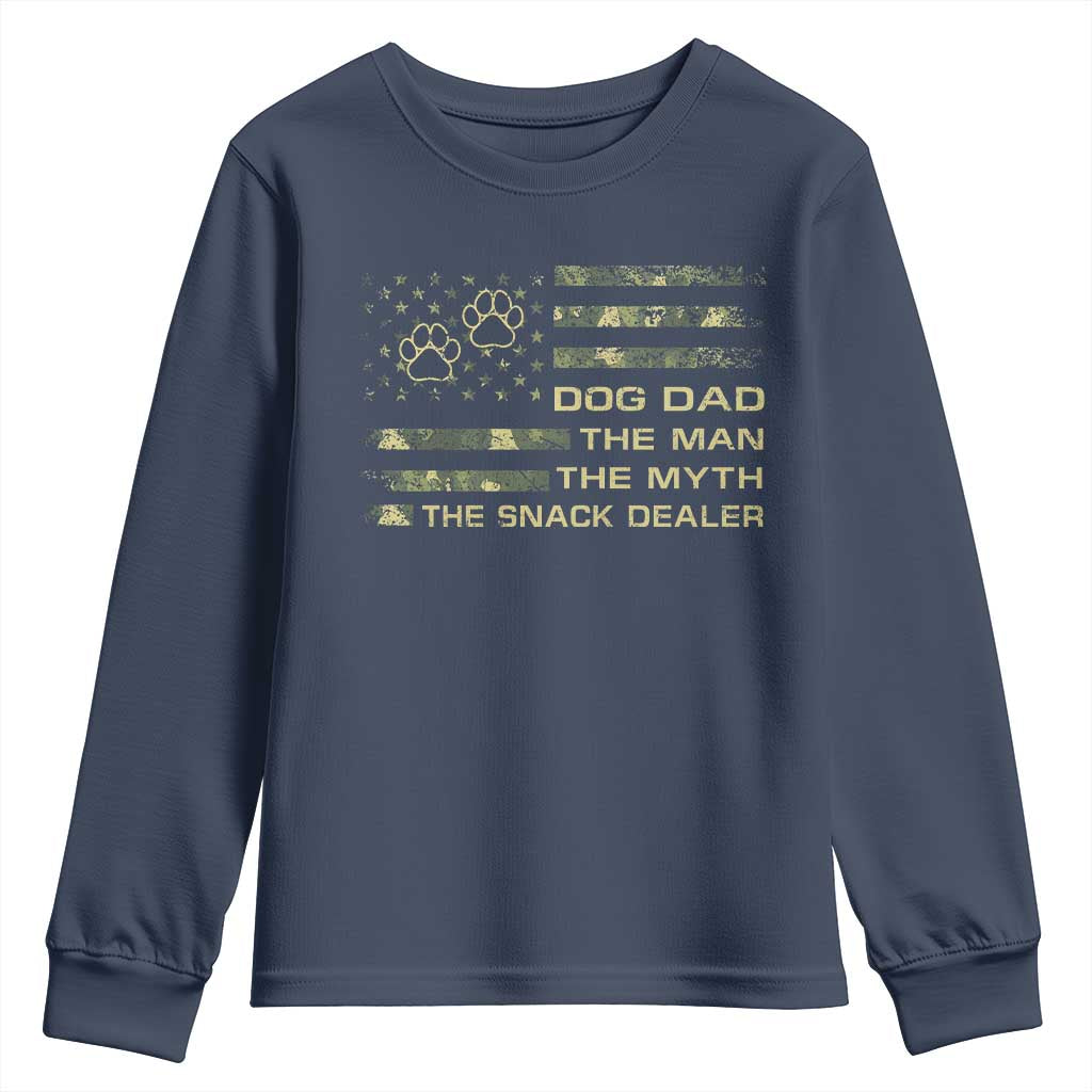 Dog Dad Youth Sweatshirt Fathers Day Gift for Dog Lovers Camo American Flag USA - Wonder Print Shop