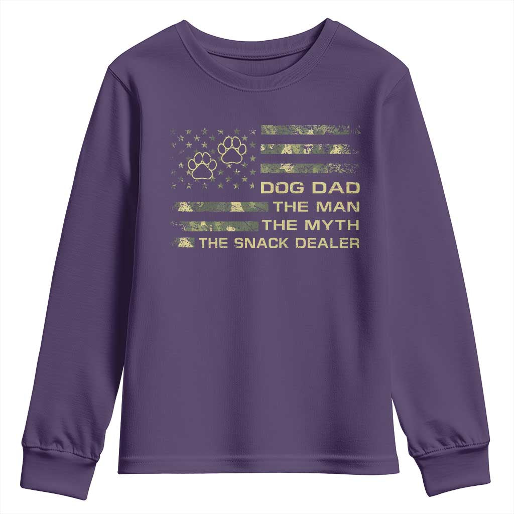 Dog Dad Youth Sweatshirt Fathers Day Gift for Dog Lovers Camo American Flag USA - Wonder Print Shop