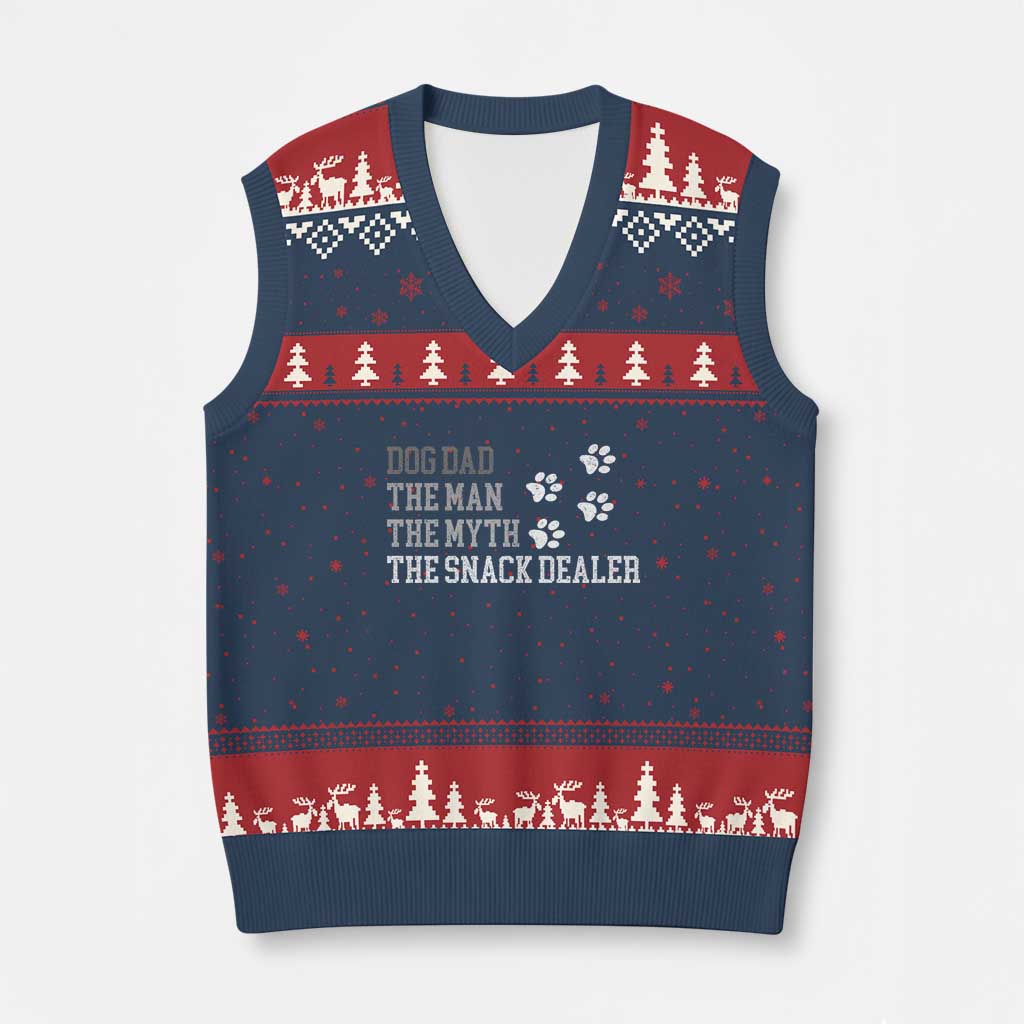 Dog Dad V-Neck Knit Sweater Vest Fathers Day Gift for Dog Lovers Retro Vintage - Wonder Print Shop