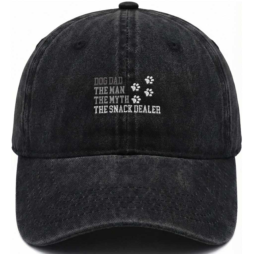 Dog Dad Washed Cotton Baseball Cap Fathers Day Gift for Dog Lovers Retro Vintage