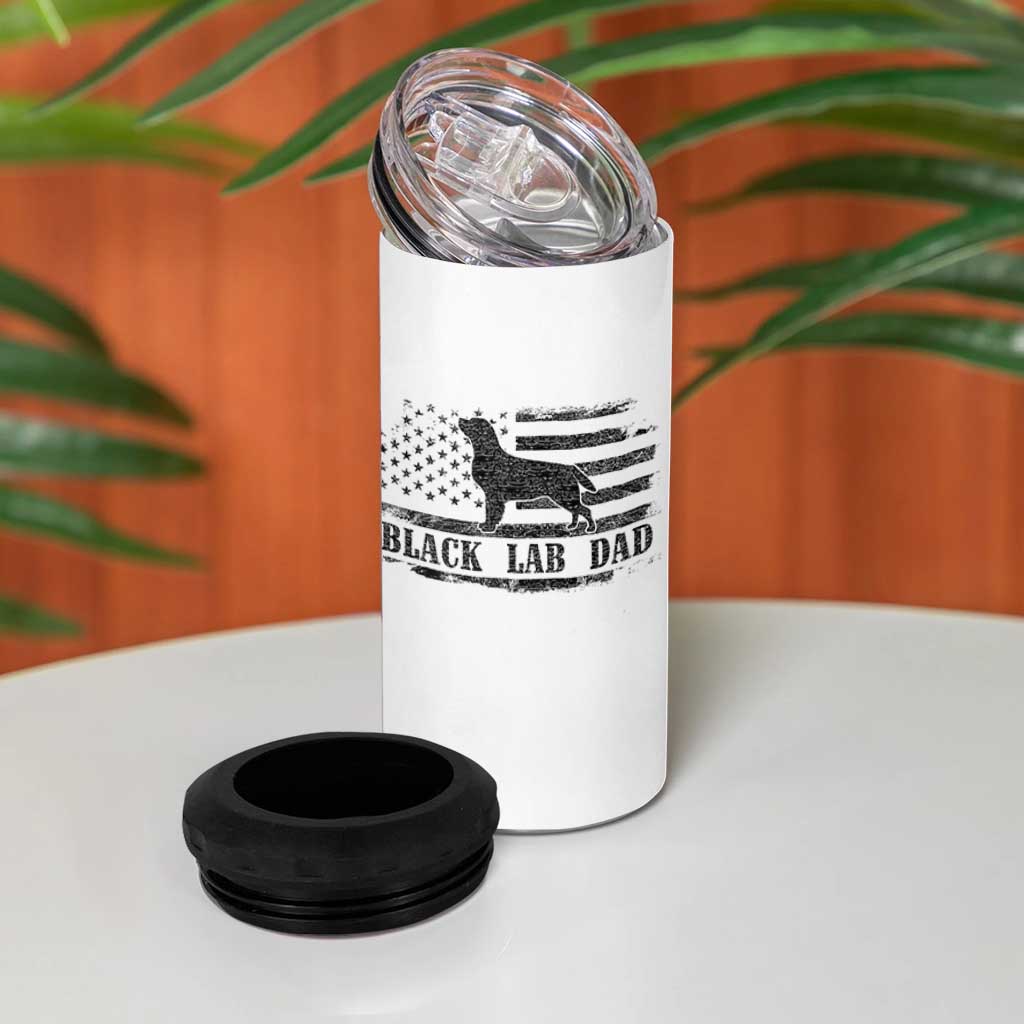 Black Lab Dad 4 in 1 Can Cooler Tumbler Funny Labrador Dad Fathers Day Gift for Dog Lovers - Wonder Print Shop