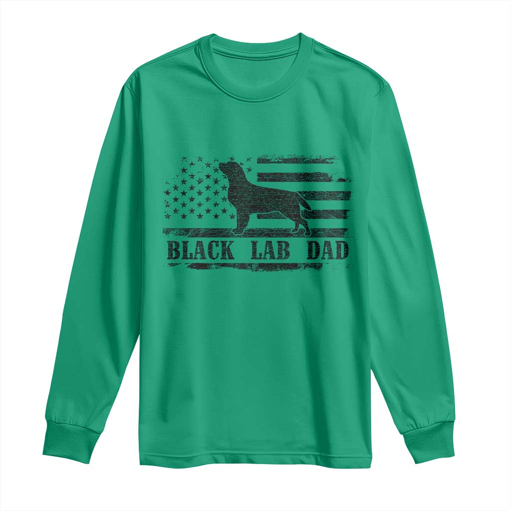Black Lab Dad Long Sleeve Shirt Funny Labrador Dad Fathers Day Gift for Dog Lovers - Wonder Print Shop