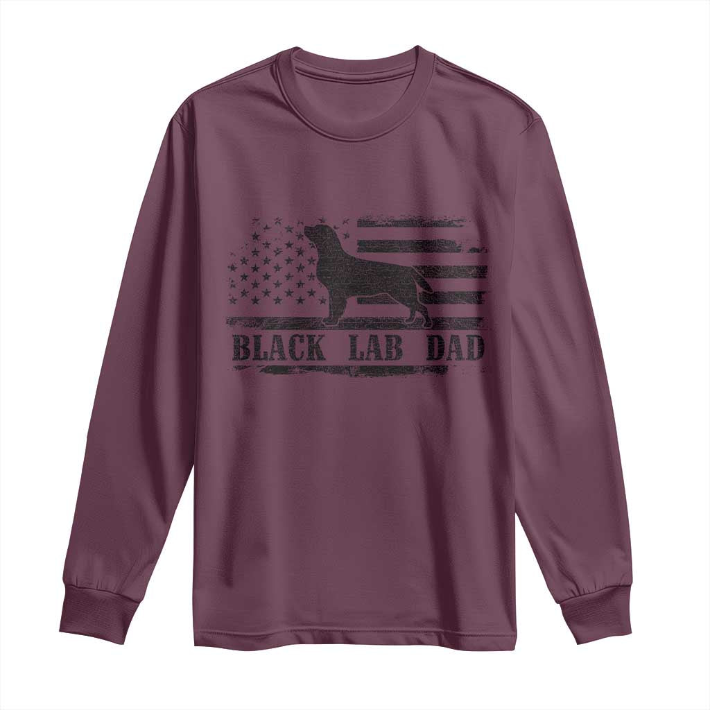 Black Lab Dad Long Sleeve Shirt Funny Labrador Dad Fathers Day Gift for Dog Lovers - Wonder Print Shop