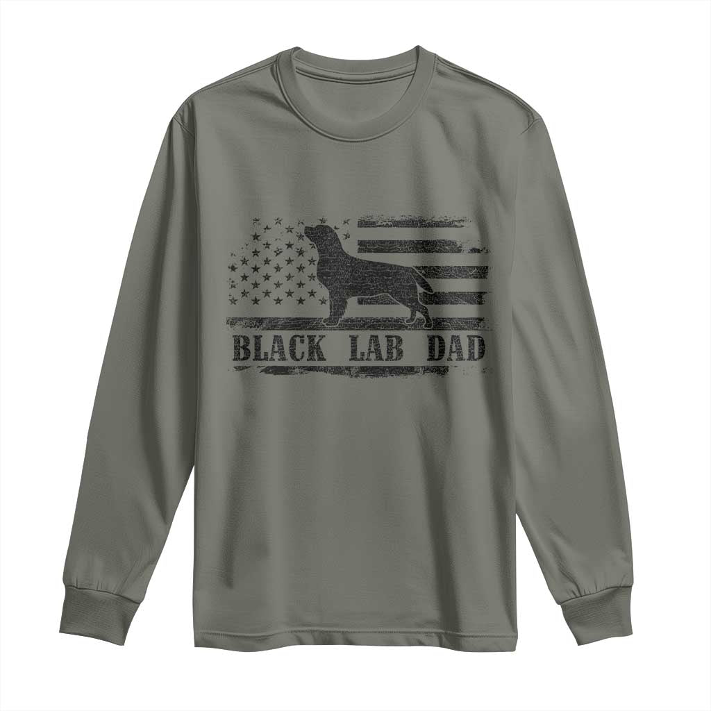 Black Lab Dad Long Sleeve Shirt Funny Labrador Dad Fathers Day Gift for Dog Lovers - Wonder Print Shop