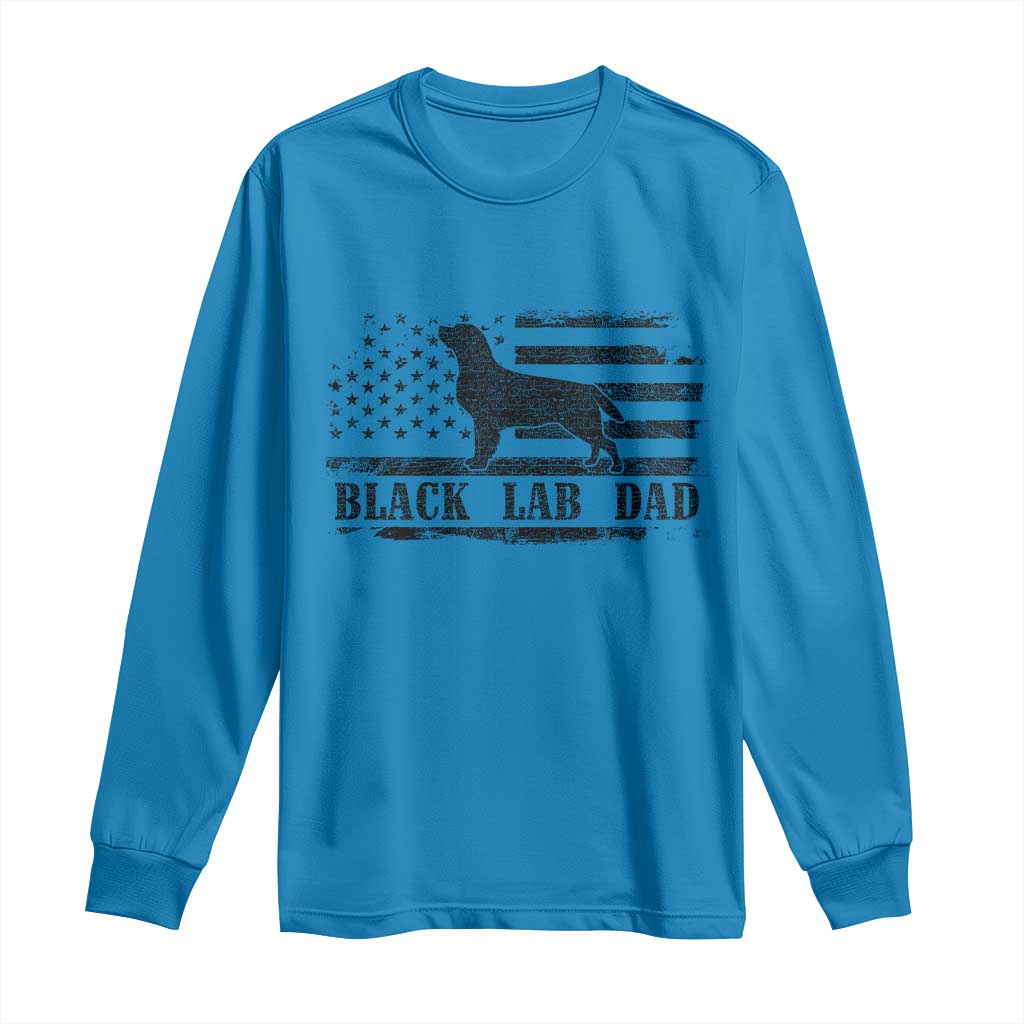 Black Lab Dad Long Sleeve Shirt Funny Labrador Dad Fathers Day Gift for Dog Lovers - Wonder Print Shop