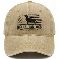 Black Lab Dad Washed Cotton Baseball Cap Funny Labrador Dad Fathers Day Gift for Dog Lovers