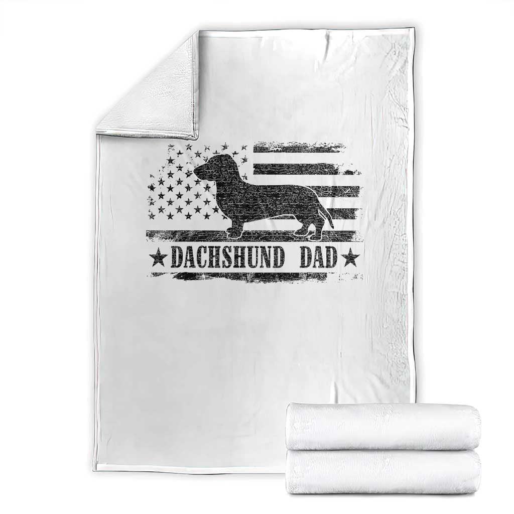 Dachshund Dog Dad Throw Blanket Fathers Day Gift for Dog Lovers American Flag - Wonder Print Shop