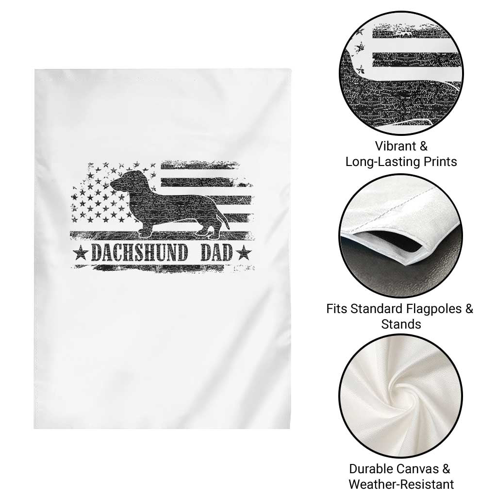 Dachshund Dog Dad Garden Flag Fathers Day Gift for Dog Lovers American Flag - Wonder Print Shop