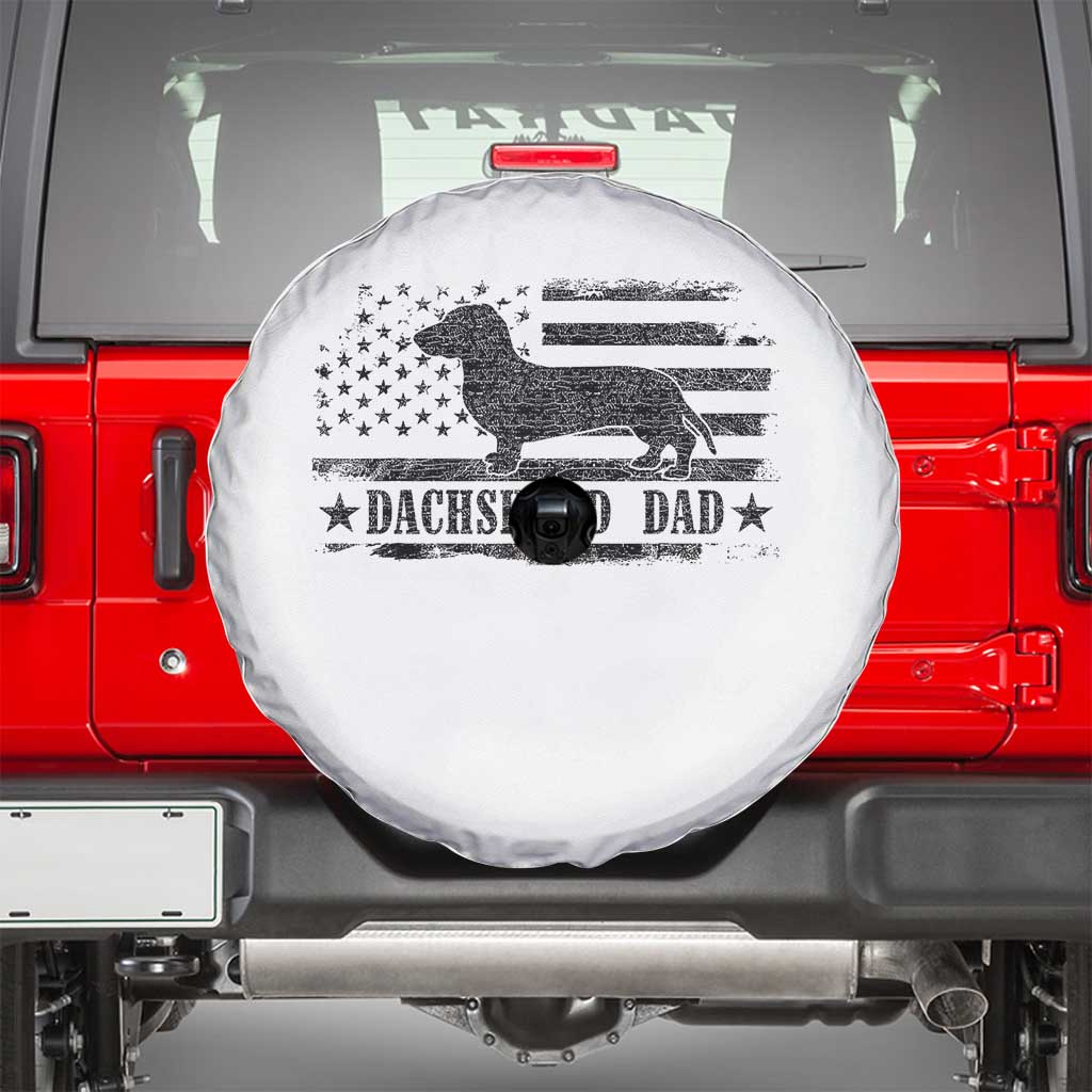 Dachshund Dog Dad Spare Tire Cover Fathers Day Gift for Dog Lovers American Flag - Wonder Print Shop