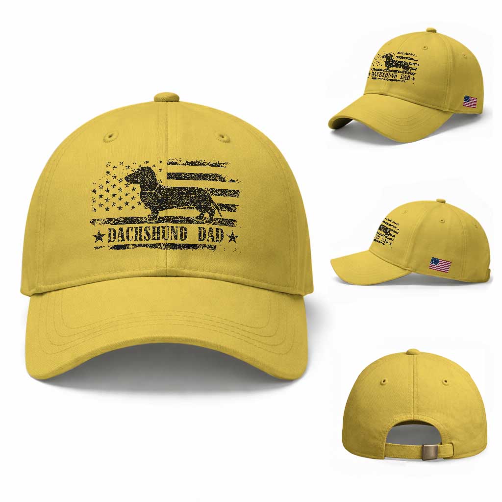 Dachshund Dog Dad Baseball Cap Fathers Day Gift for Dog Lovers American Flag