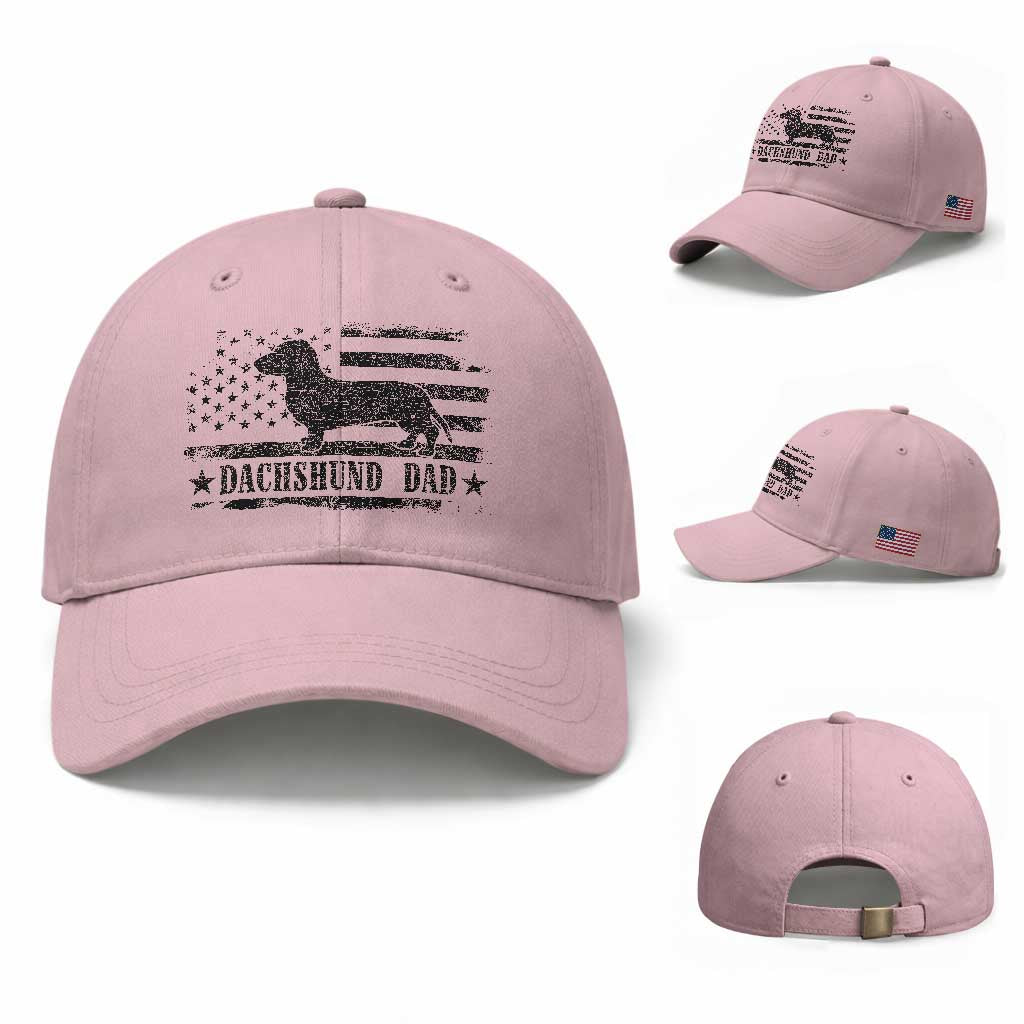 Dachshund Dog Dad Baseball Cap Fathers Day Gift for Dog Lovers American Flag