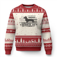 Dachshund Dog Dad Ugly Christmas Sweater Fathers Day Gift for Dog Lovers American Flag - Wonder Print Shop