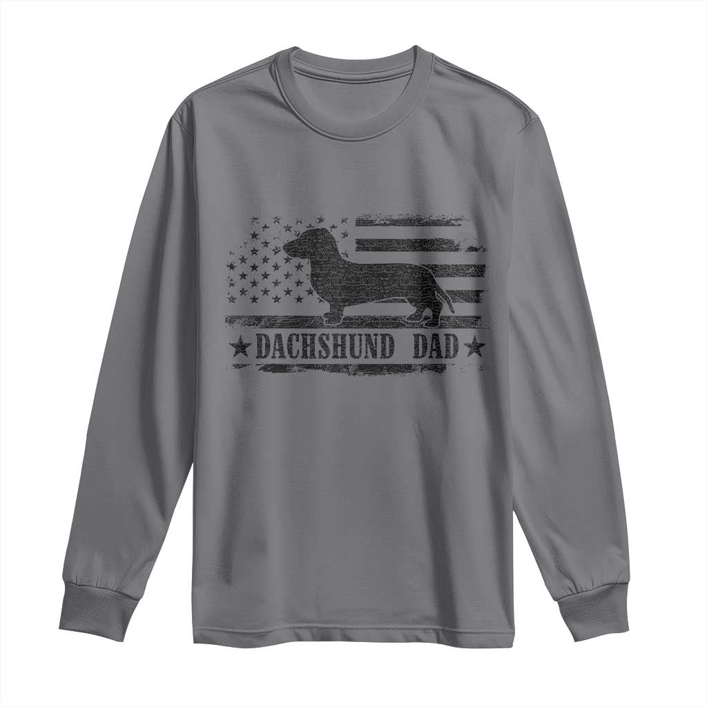 Dachshund Dog Dad Long Sleeve Shirt Fathers Day Gift for Dog Lovers American Flag - Wonder Print Shop