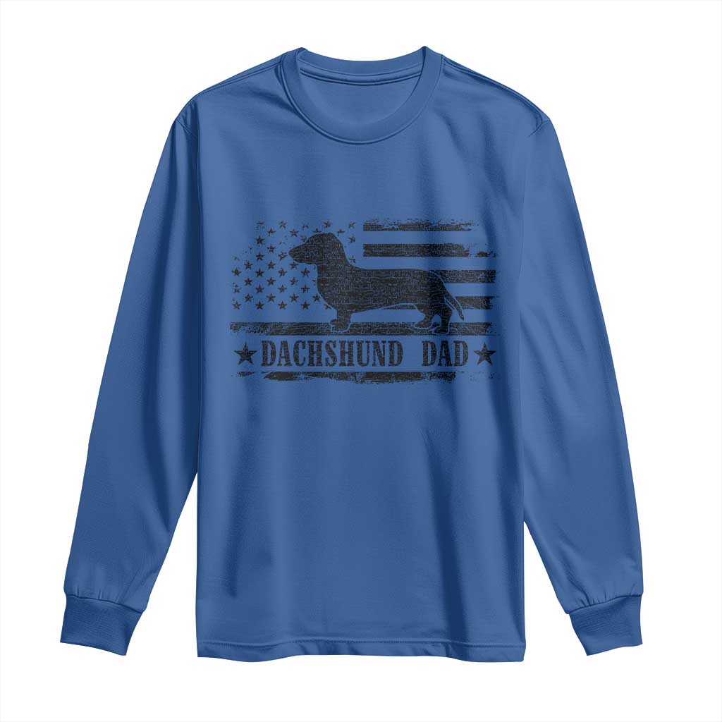 Dachshund Dog Dad Long Sleeve Shirt Fathers Day Gift for Dog Lovers American Flag - Wonder Print Shop