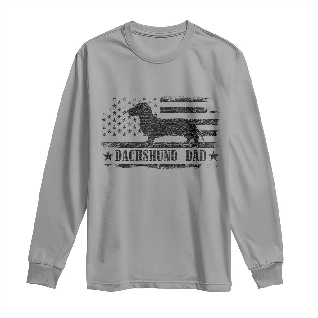 Dachshund Dog Dad Long Sleeve Shirt Fathers Day Gift for Dog Lovers American Flag - Wonder Print Shop