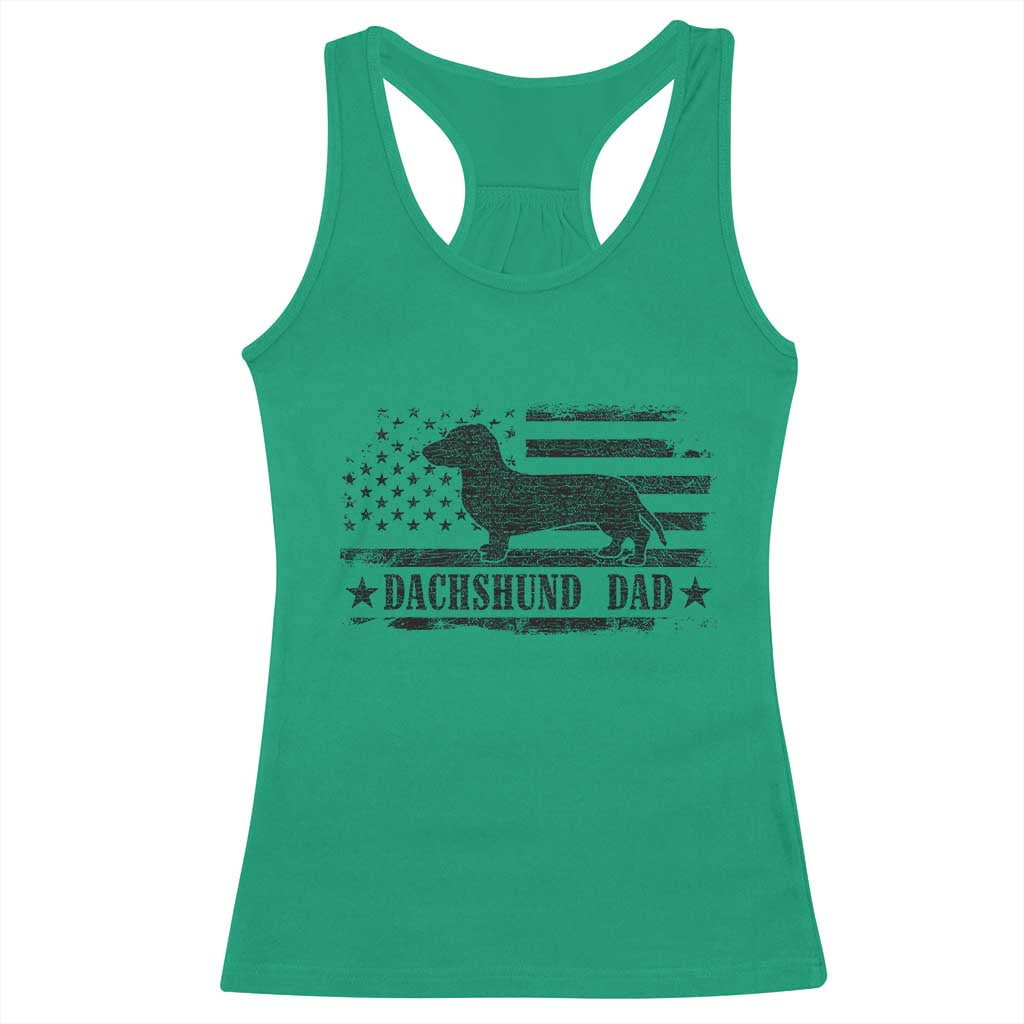 Dachshund Dog Dad Racerback Tank Top Fathers Day Gift for Dog Lovers American Flag - Wonder Print Shop