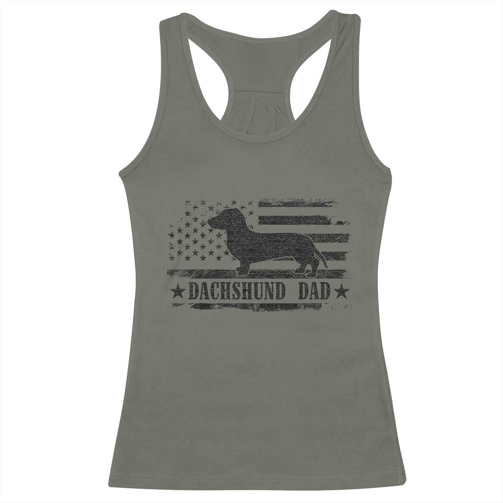 Dachshund Dog Dad Racerback Tank Top Fathers Day Gift for Dog Lovers American Flag - Wonder Print Shop