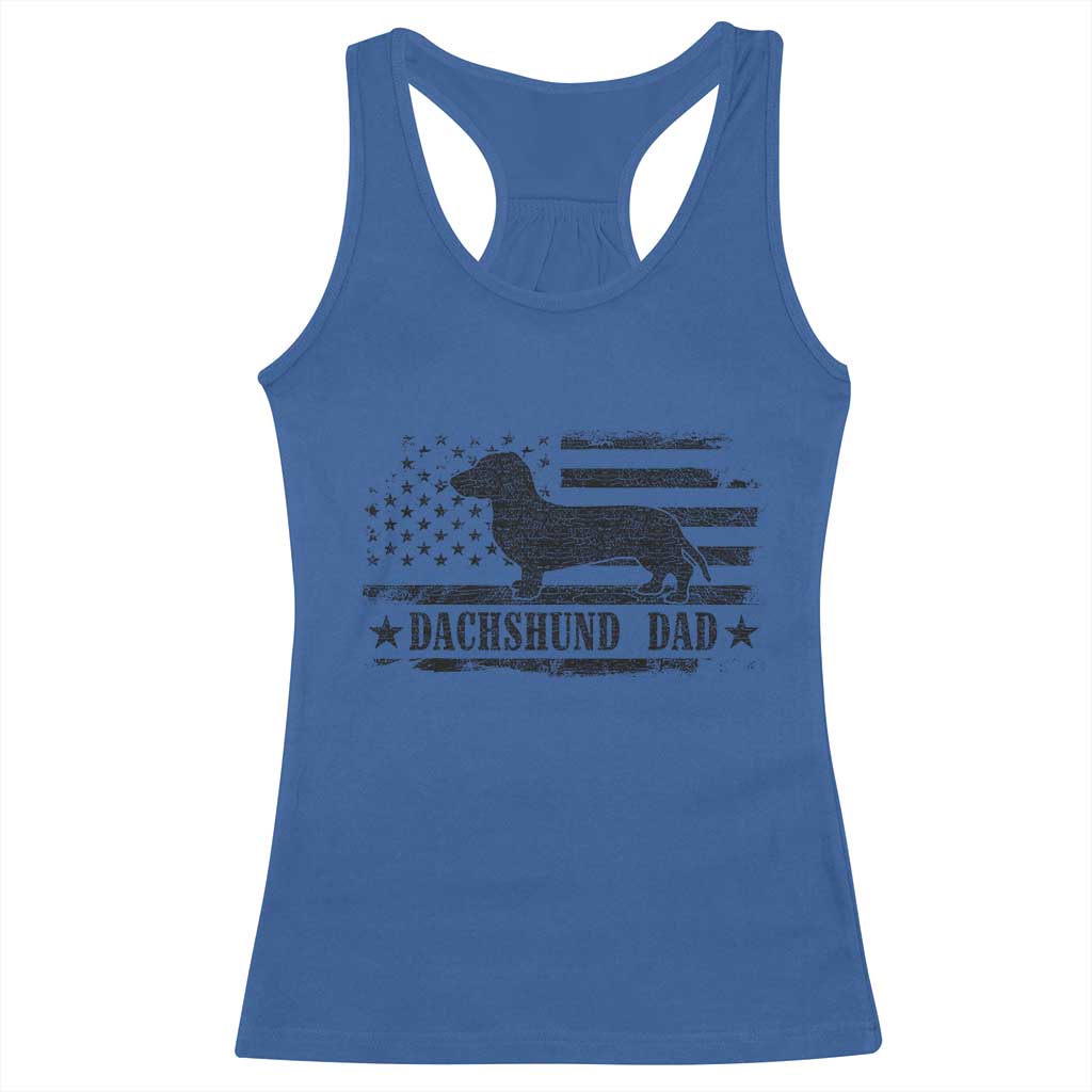 Dachshund Dog Dad Racerback Tank Top Fathers Day Gift for Dog Lovers American Flag - Wonder Print Shop