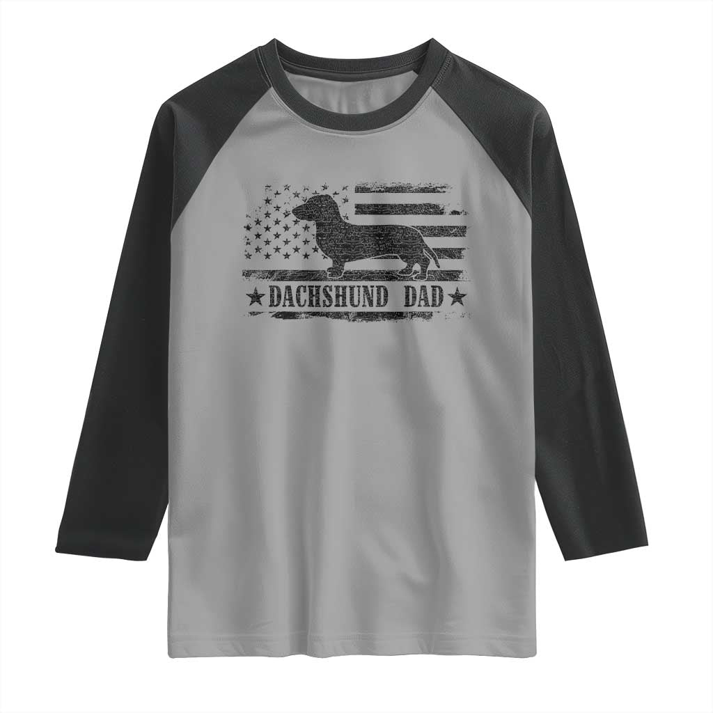 Dachshund Dog Dad Raglan Shirt Fathers Day Gift for Dog Lovers American Flag - Wonder Print Shop