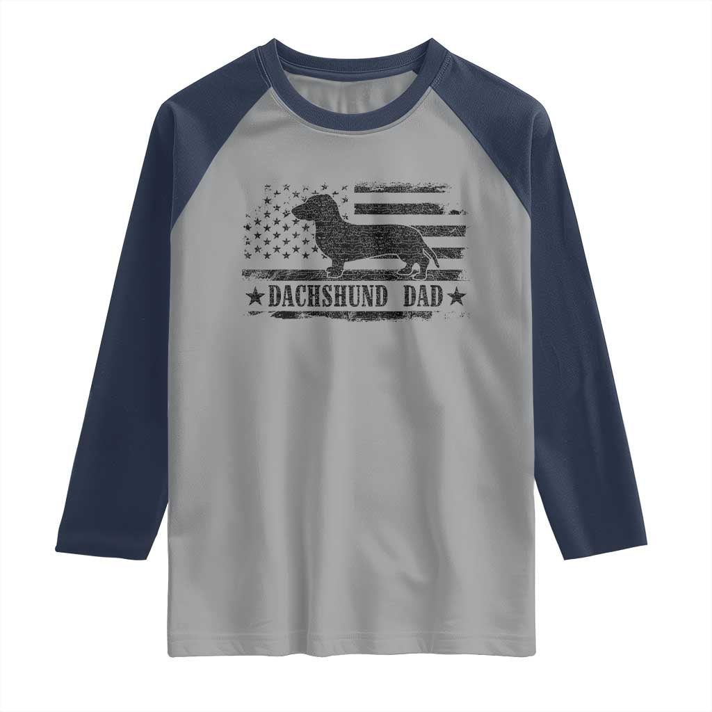 Dachshund Dog Dad Raglan Shirt Fathers Day Gift for Dog Lovers American Flag - Wonder Print Shop