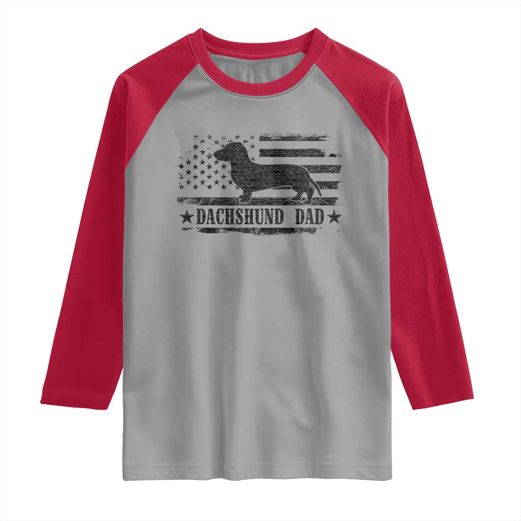 Dachshund Dog Dad Raglan Shirt Fathers Day Gift for Dog Lovers American Flag - Wonder Print Shop