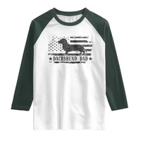 Dachshund Dog Dad Raglan Shirt Fathers Day Gift for Dog Lovers American Flag - Wonder Print Shop