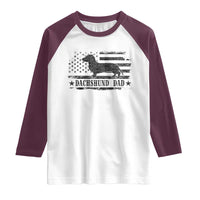 Dachshund Dog Dad Raglan Shirt Fathers Day Gift for Dog Lovers American Flag - Wonder Print Shop