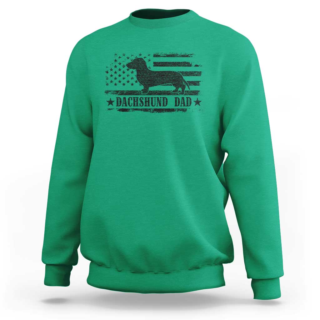 Dachshund Dog Dad Sweatshirt Fathers Day Gift for Dog Lovers American Flag - Wonder Print Shop