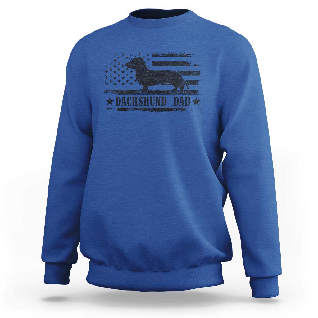 Dachshund Dog Dad Sweatshirt Fathers Day Gift for Dog Lovers American Flag - Wonder Print Shop