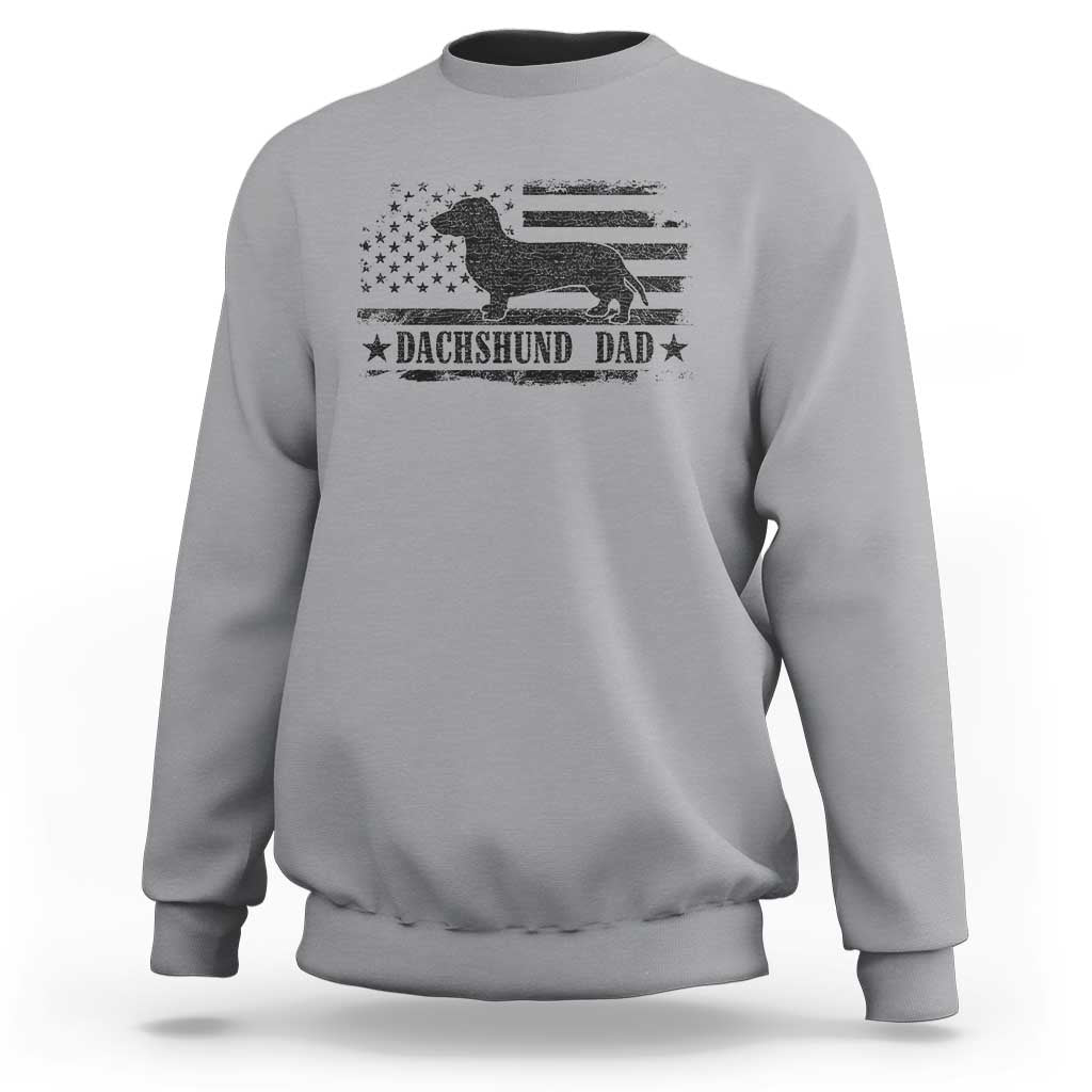 Dachshund Dog Dad Sweatshirt Fathers Day Gift for Dog Lovers American Flag - Wonder Print Shop