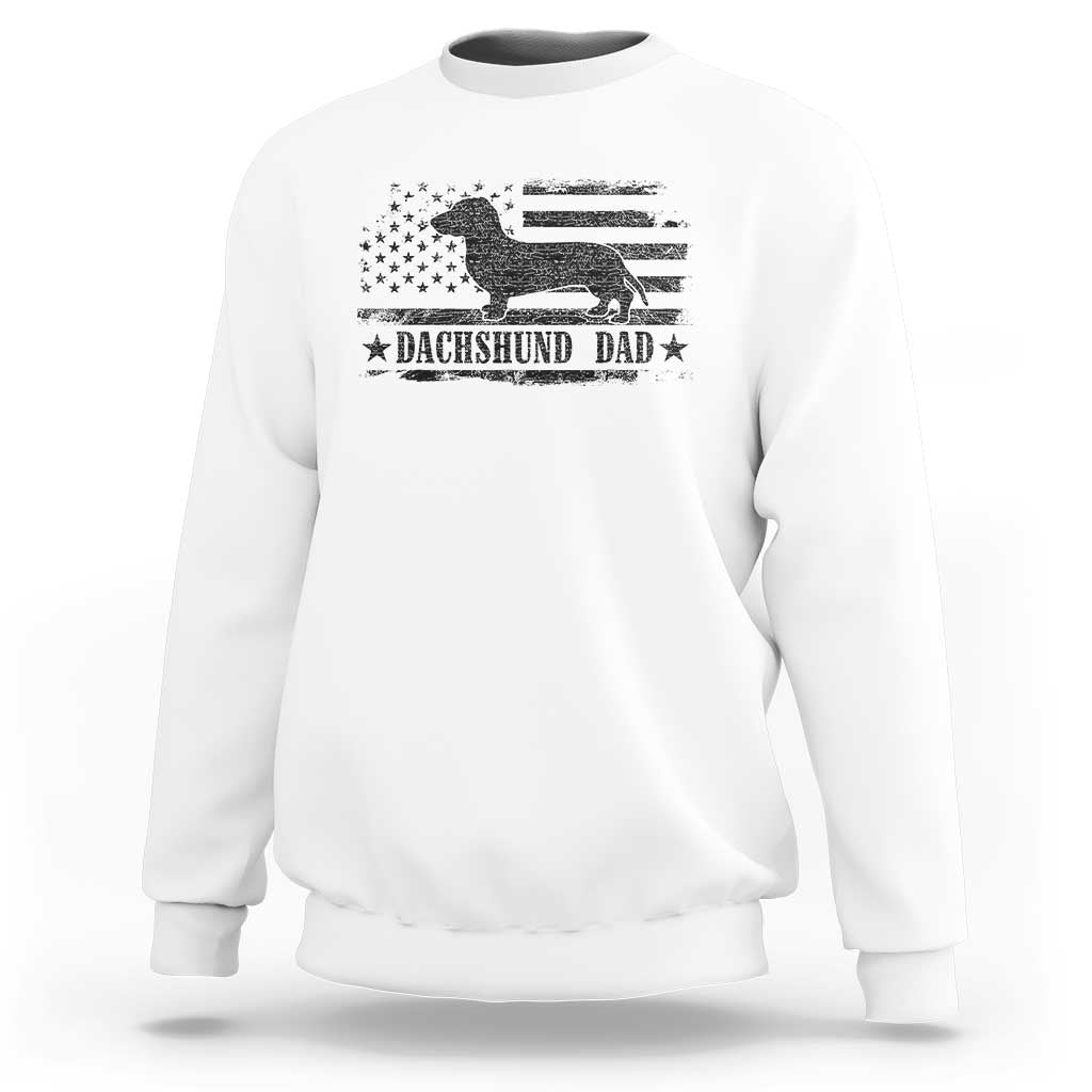 Dachshund Dog Dad Sweatshirt Fathers Day Gift for Dog Lovers American Flag - Wonder Print Shop