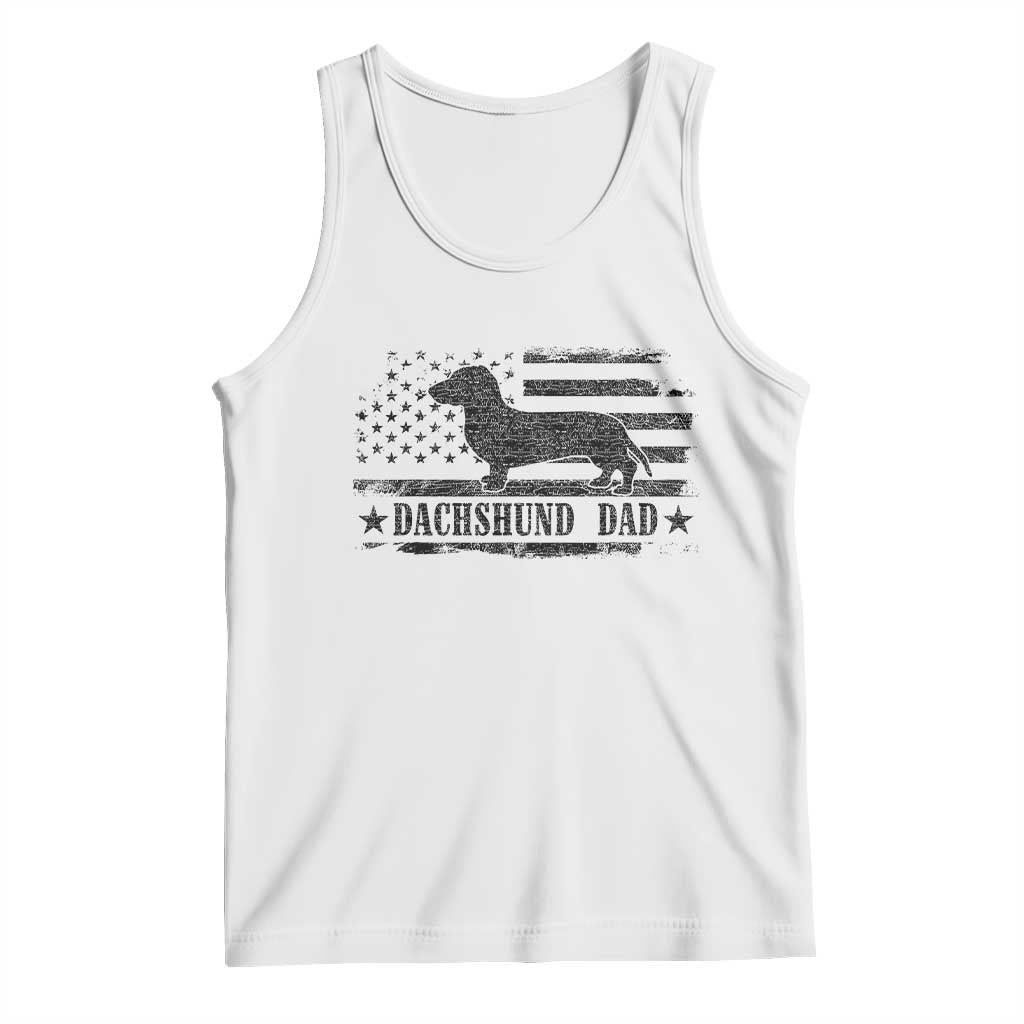 Dachshund Dog Dad Tank Top Fathers Day Gift for Dog Lovers American Flag - Wonder Print Shop