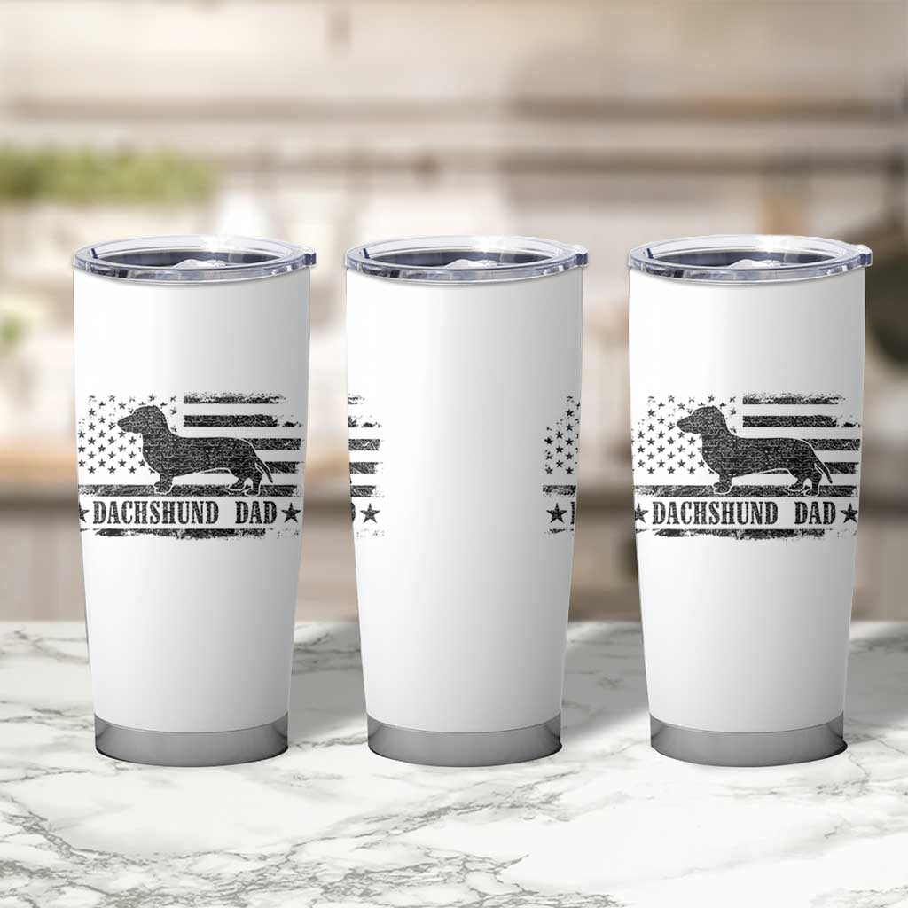 Dachshund Dog Dad Tumbler Cup Fathers Day Gift for Dog Lovers American Flag - Wonder Print Shop