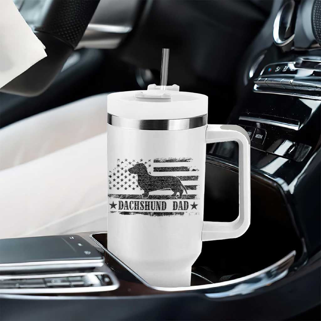 Dachshund Dog Dad Tumbler With Handle Fathers Day Gift for Dog Lovers American Flag - Wonder Print Shop