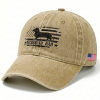 Dachshund Dog Dad Washed Cotton Baseball Cap Fathers Day Gift for Dog Lovers American Flag
